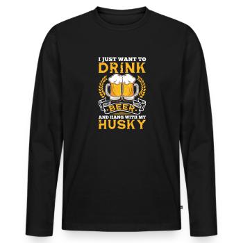 Husky Dog Dogs Siberian Husky Gift - Men's Premium Organic Long Sleeve Shirt - black - Front - Nico (187cm)