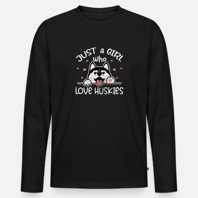 Husky - Männer Premium Bio Langarmshirt - Schwarz