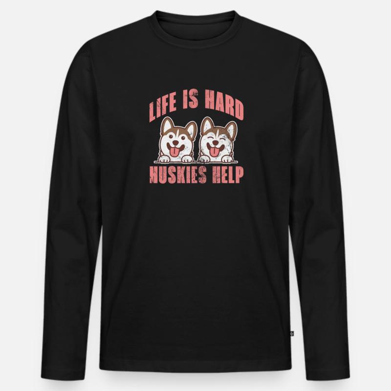 Husky - Männer Premium Bio Langarmshirt - Schwarz