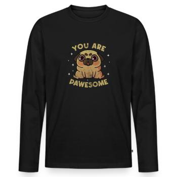 Mops - Männer Premium Bio Langarmshirt - Schwarz - Vorne - Nico (187cm)