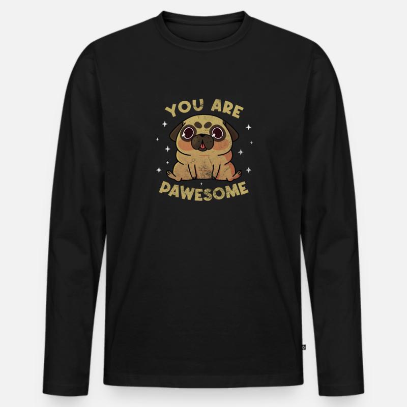 Mops - Männer Premium Bio Langarmshirt - Schwarz