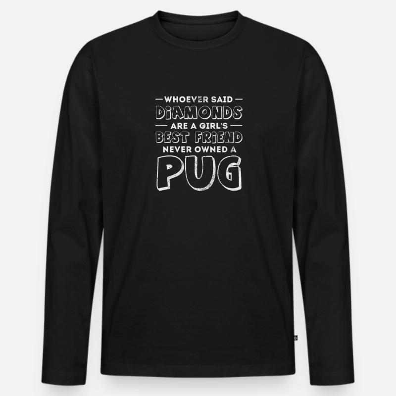 Mops - Männer Premium Bio Langarmshirt - Schwarz