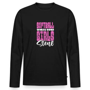 Softball - Men's Premium Organic Long Sleeve Shirt - black - Front - Nico (187cm)