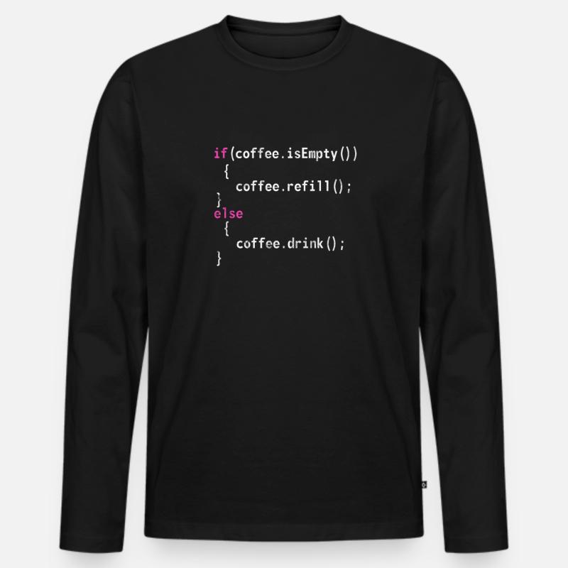 Kaffee - Männer Premium Bio Langarmshirt - Schwarz