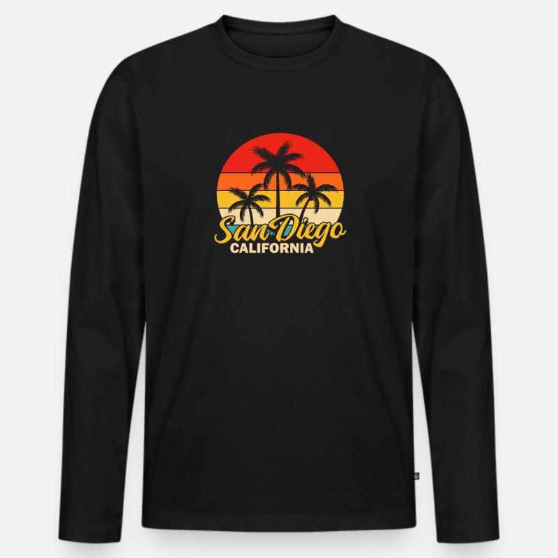 San Diego - Männer Premium Bio Langarmshirt - Schwarz