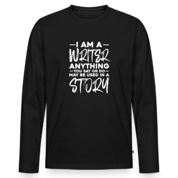Autor - Männer Premium Bio Langarmshirt - Schwarz - Vorne - Nico (187cm)