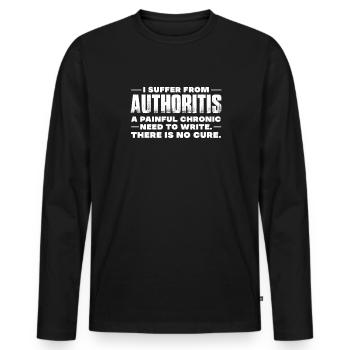 Autor - Männer Premium Bio Langarmshirt - Schwarz - Vorne - Nico (187cm)
