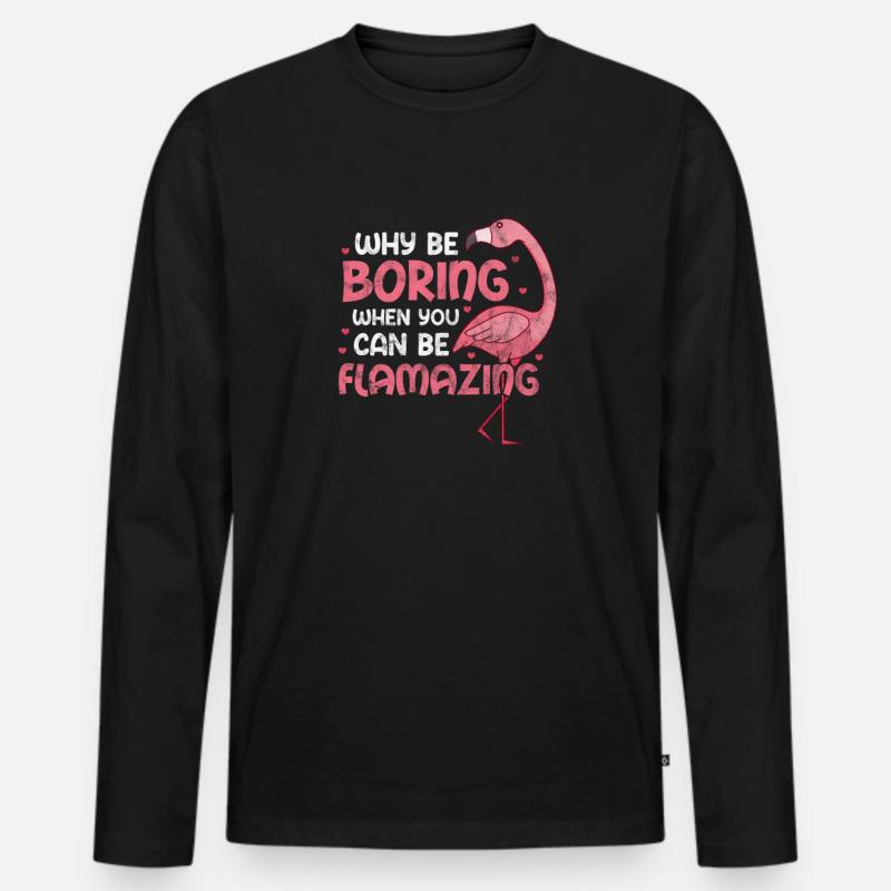 Flamingo - Männer Premium Bio Langarmshirt - Schwarz