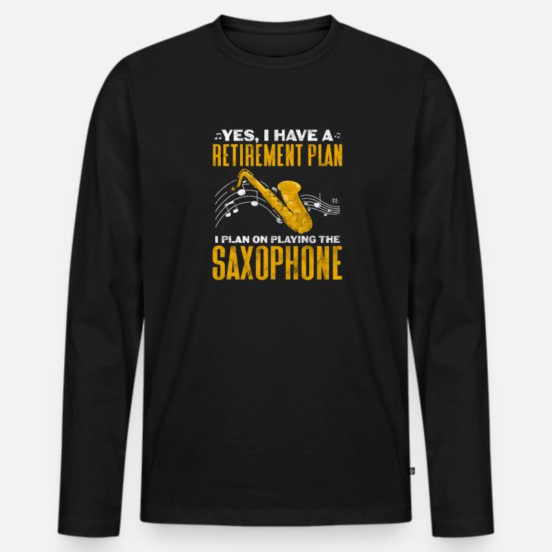 Ruhestand Saxophone - Männer Premium Bio Langarmshirt - Schwarz