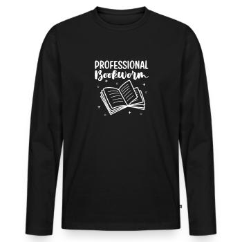 Author - Men's Premium Organic Long Sleeve Shirt - black - Front - Nico (187cm)