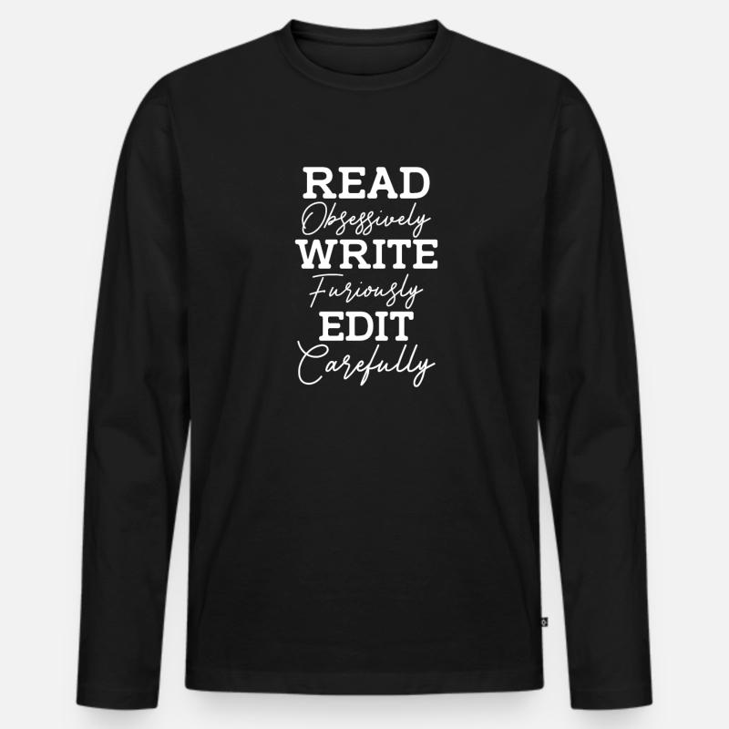 Autor - Männer Premium Bio Langarmshirt - Schwarz