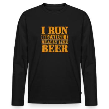 Running Runner Jogging Jogging Runner Gift - Men's Premium Organic Long Sleeve Shirt - black - Front - Nico (187cm)