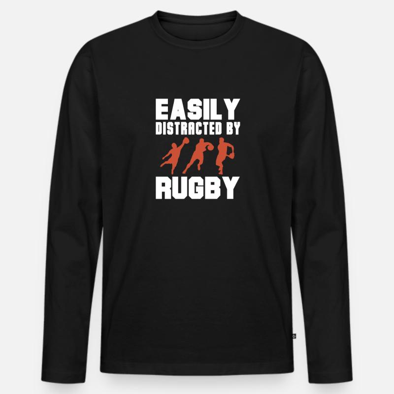 Rugby - Männer Premium Bio Langarmshirt - Schwarz
