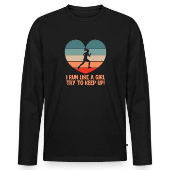 Courir - T-shirt manches longues Premium bio Homme - noir - Devant - Nico (187cm)