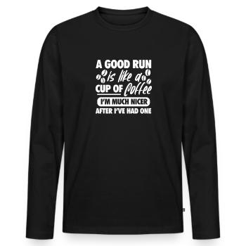 Courir - T-shirt manches longues Premium bio Homme - noir - Devant - Nico (187cm)
