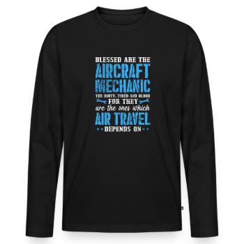 Flugzeugmechaniker Luftfahrt Flugzeug Geschenk - Männer Premium Bio Langarmshirt - Schwarz - Vorne - Nico (187cm)