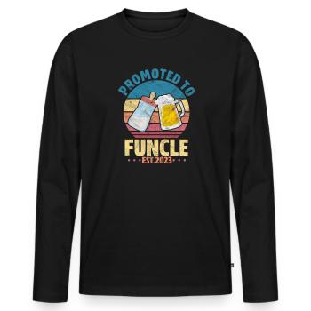 Oncle enceinte - T-shirt manches longues Premium bio Homme - noir - Devant - Nico (187cm)