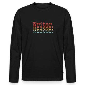 Autor - Männer Premium Bio Langarmshirt - Schwarz - Vorne - Nico (187cm)