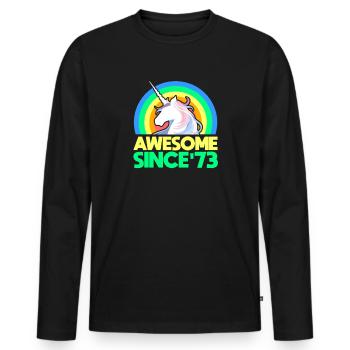 1973 - Männer Premium Bio Langarmshirt - Schwarz - Vorne - Nico (187cm)