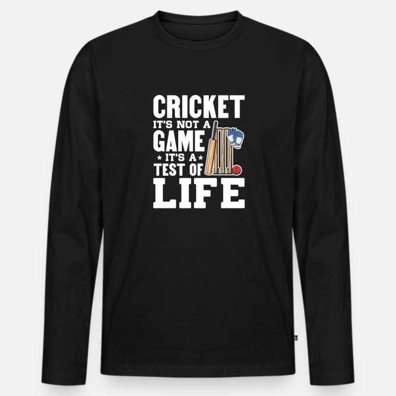 Cricket - Männer Premium Bio Langarmshirt - Schwarz