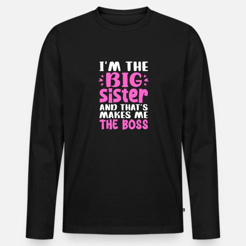 Große Schwester - Männer Premium Bio Langarmshirt - Schwarz