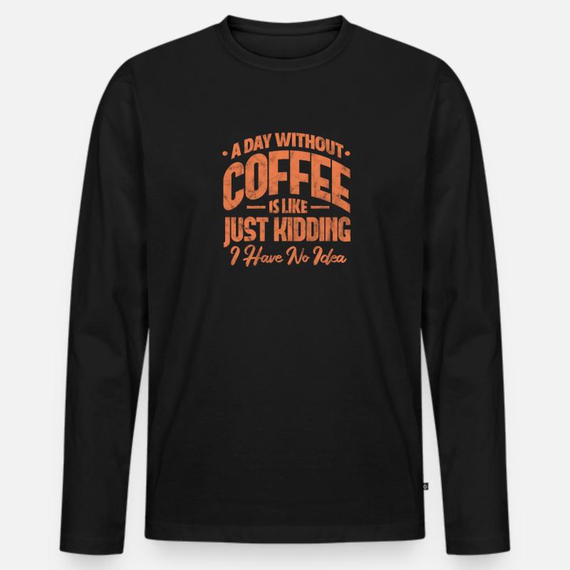 Kaffee - Männer Premium Bio Langarmshirt - Schwarz