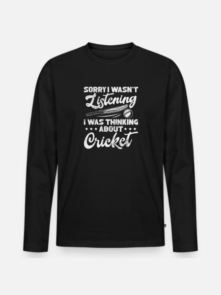 Cricket Sport Cricketschläger Team Geschenk - Männer Premium Bio Langarmshirt - Schwarz