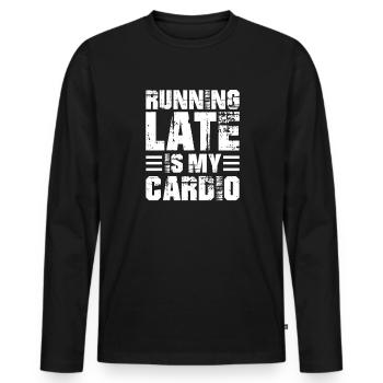 Courir - T-shirt manches longues Premium bio Homme - noir - Devant - Nico (187cm)