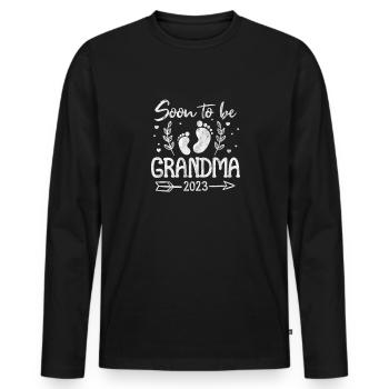 Pregnancy Grandma - Men's Premium Organic Long Sleeve Shirt - black - Front - Nico (187cm)