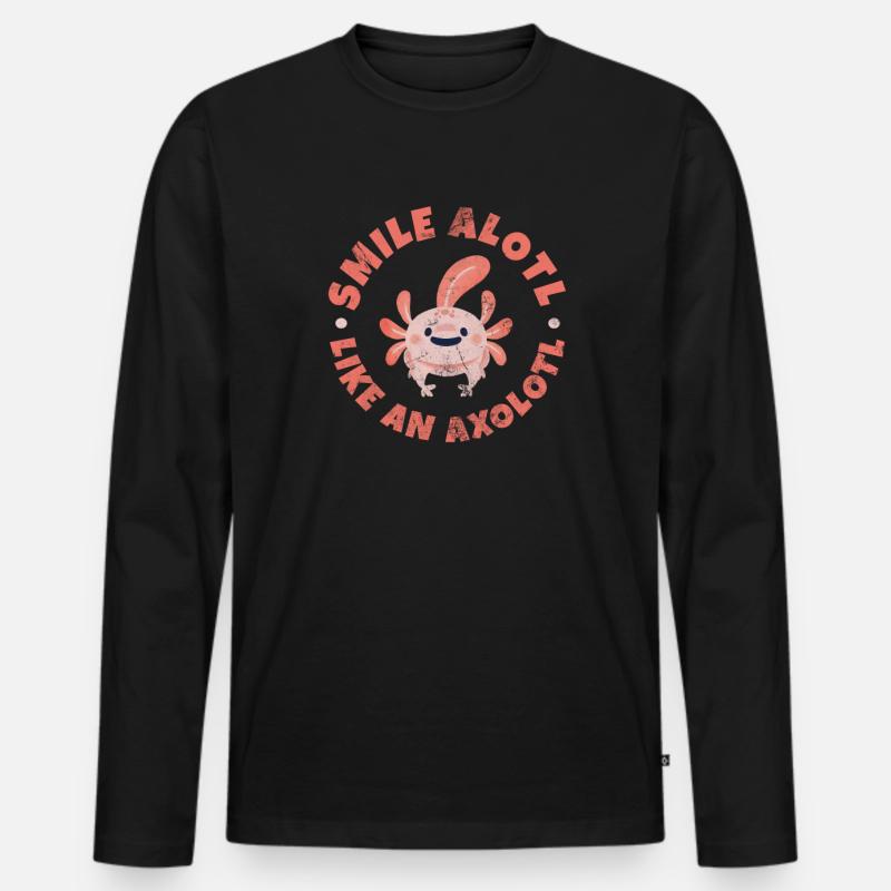Axolotl Wassertier Wasser Geschenk - Männer Premium Bio Langarmshirt - Schwarz
