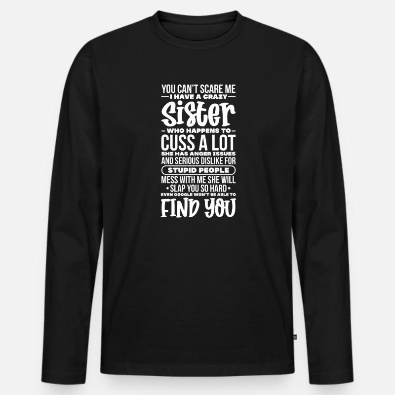 Schwester - Männer Premium Bio Langarmshirt - Schwarz