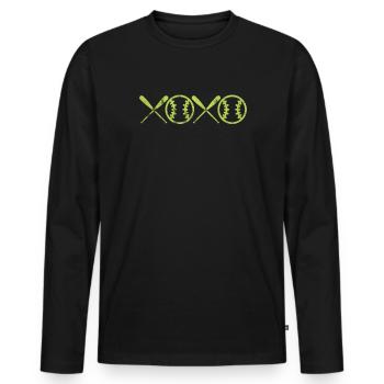 Softball - Männer Premium Bio Langarmshirt - Schwarz - Vorne - Nico (187cm)