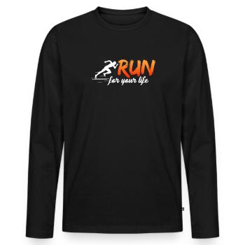 Courir - T-shirt manches longues Premium bio Homme - noir - Devant - Nico (187cm)