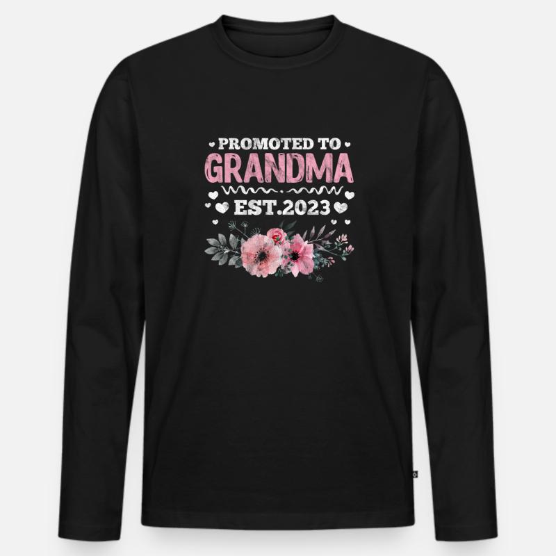 Schwangerschaft Oma - Männer Premium Bio Langarmshirt - Schwarz