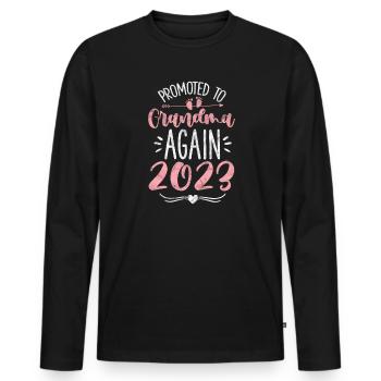 Mamie enceinte - T-shirt manches longues Premium bio Homme - noir - Devant - Nico (187cm)