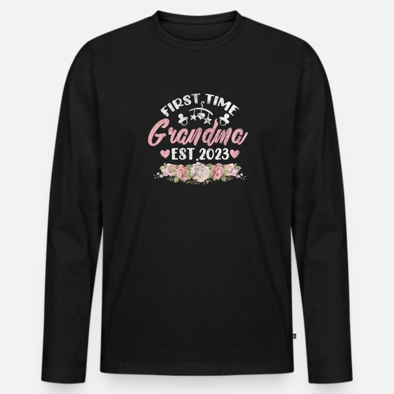 Schwangerschaft Oma - Männer Premium Bio Langarmshirt - Schwarz