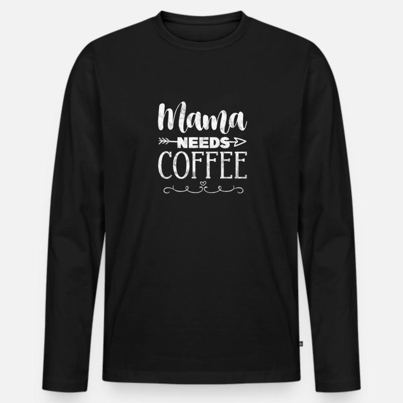 Kaffee Mutter - Männer Premium Bio Langarmshirt - Schwarz