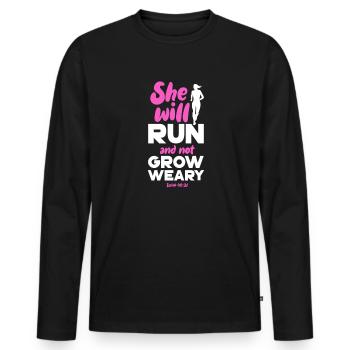 Courir - T-shirt manches longues Premium bio Homme - noir - Devant - Nico (187cm)