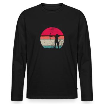 Bogenschiessen Bogenschütze Bogen Pfeil Geschenk - Männer Premium Bio Langarmshirt - Schwarz - Vorne - Nico (187cm)