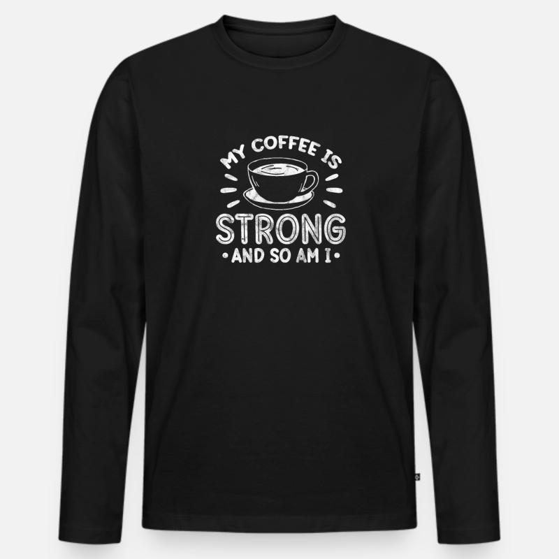 Kaffee - Männer Premium Bio Langarmshirt - Schwarz