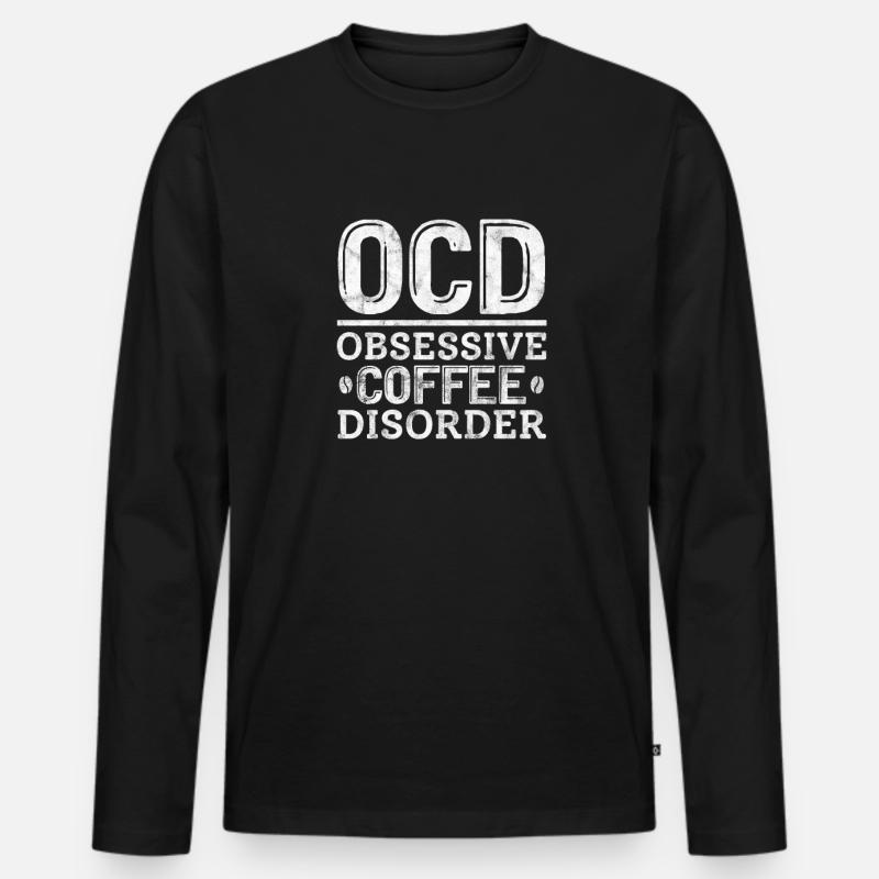 Kaffee - Männer Premium Bio Langarmshirt - Schwarz