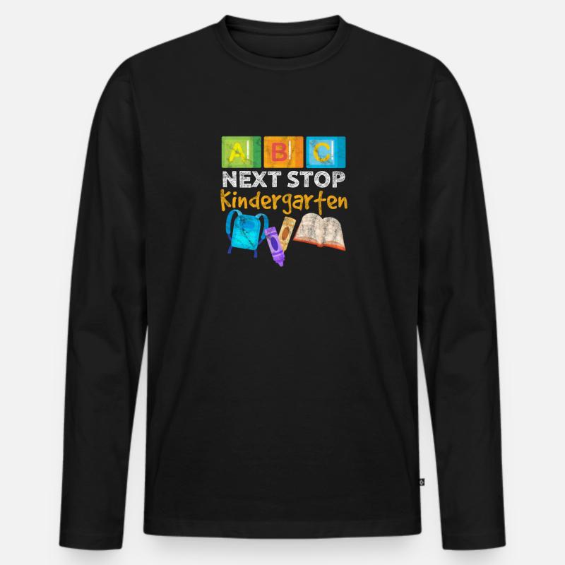 Kindergarten - Männer Premium Bio Langarmshirt - Schwarz