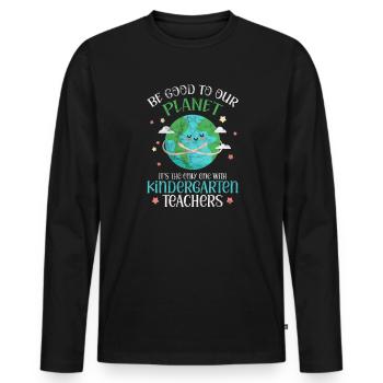 Kindergarten - Men's Premium Organic Long Sleeve Shirt - black - Front - Nico (187cm)