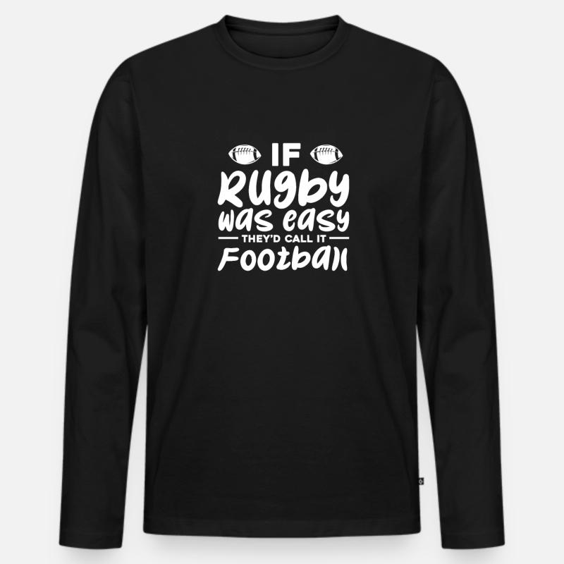 Rugby - Männer Premium Bio Langarmshirt - Schwarz