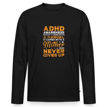 ADHS - Männer Premium Bio Langarmshirt - Schwarz - Vorne - Nico (187cm)