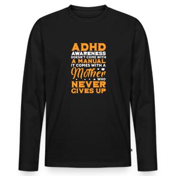 TDAH TDAH Cadeau de déficit de l’attention - T-shirt manches longues Premium bio Homme - noir - Devant - Nico (187cm)