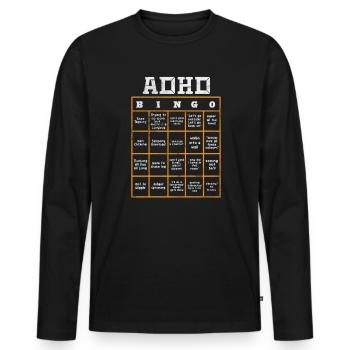 TDAH - T-shirt manches longues Premium bio Homme - noir - Devant - Nico (187cm)