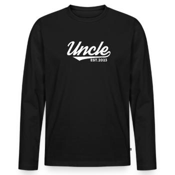 Oncle enceinte - T-shirt manches longues Premium bio Homme - noir - Devant - Nico (187cm)