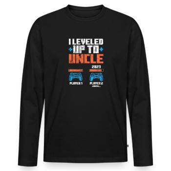 Pregnancy Uncle - Men's Premium Organic Long Sleeve Shirt - black - Front - Nico (187cm)
