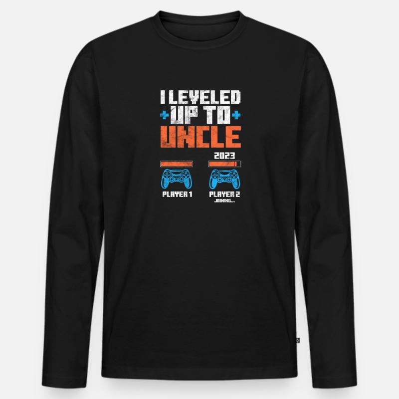 Schwangerschaft Onkel - Männer Premium Bio Langarmshirt - Schwarz